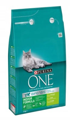 Purina ONE Indoor Formula sucha karma dla kota 2,8 kg – indyk, dla kotów domowych, 2 szt.