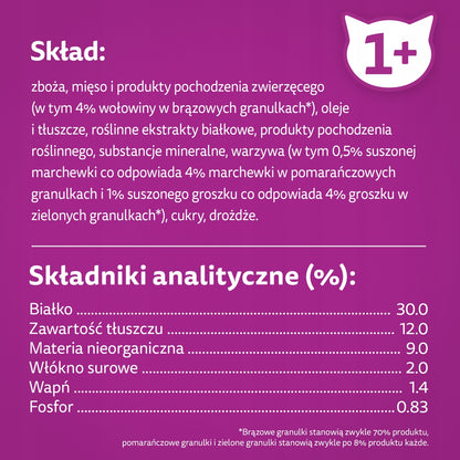 Whiskas sucha karma dla kota z wołowiną 3,8 kg – pełnoporcjowa, dla kotów dorosłych