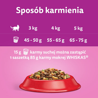 Whiskas sucha karma dla kota z wołowiną 3,8 kg – pełnoporcjowa, dla kotów dorosłych