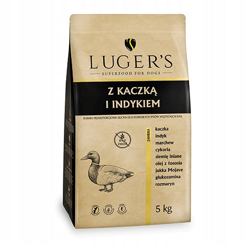 Luger's sucha karma dla psa bezzbożowa 5 kg z kaczką i indykiem – dla dorosłych psów