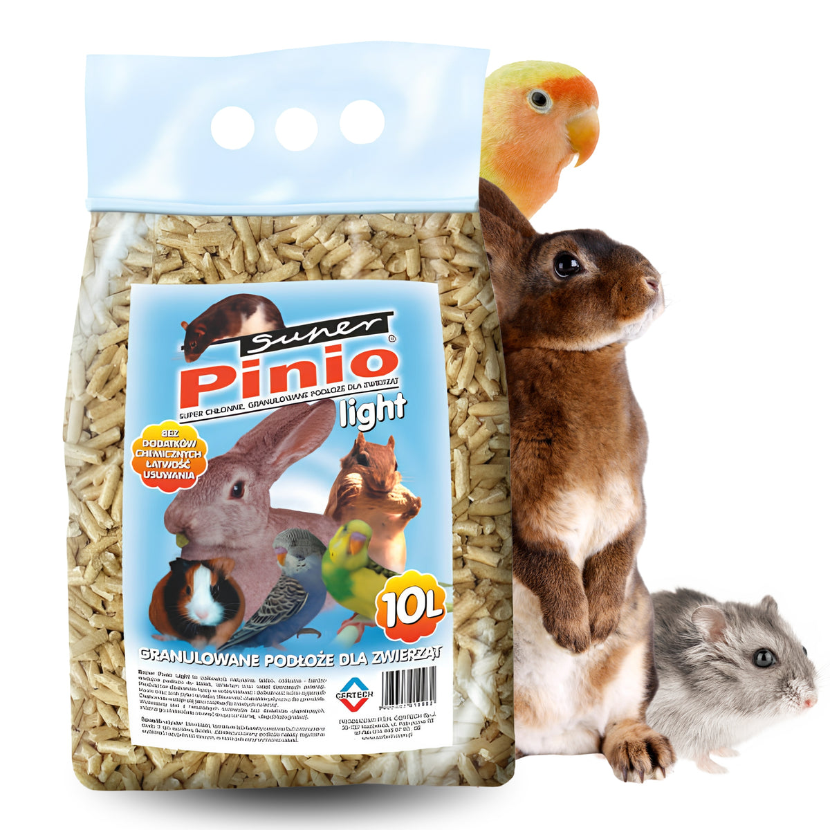 Super Pinio Light pellet drewniany 10 l – granulowane podłoże dla gryzoni i królików