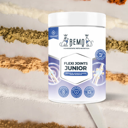 BEMO Flexi Joints Junior suplement na stawy dla psa 150 g – kolagen dla młodych psów, proszek