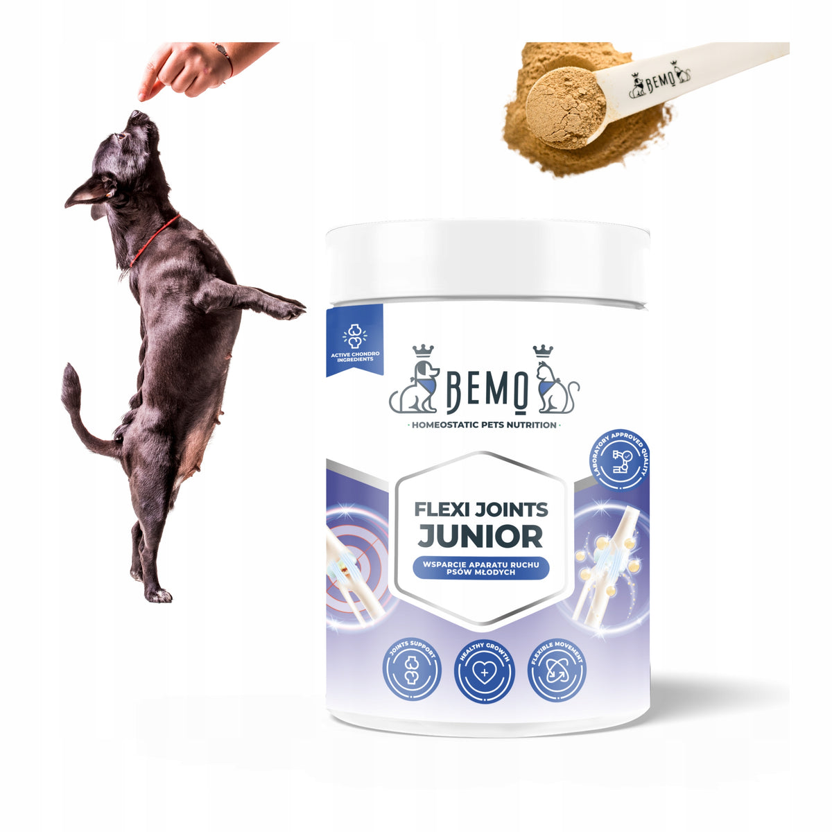 BEMO Flexi Joints Junior suplement na stawy dla psa 150 g – kolagen dla młodych psów, proszek
