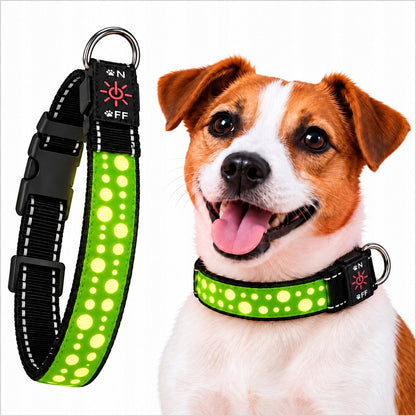 Świecąca obroża LED dla psa ładowana przez USB, 3 tryby świecenia – rozmiar S, 30-40 cm