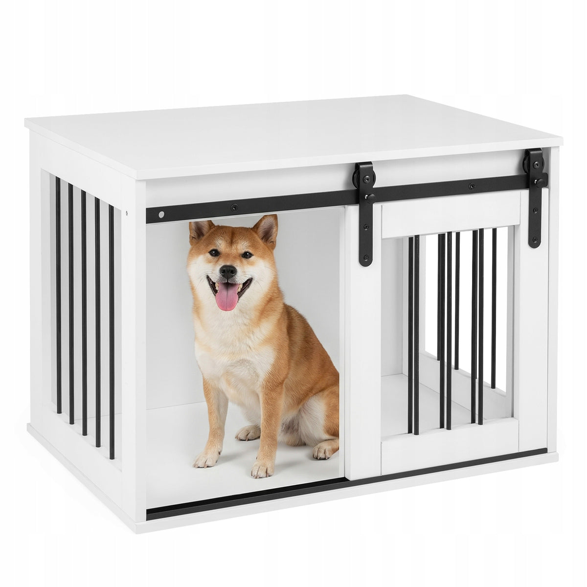 Costway Klatka dla psa 2 w 1 z szafką 80 x 54 x 57 cm, MDF i metal – biała