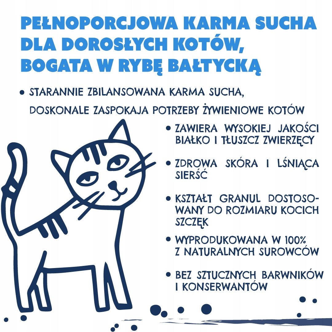 TEO sucha karma dla kota dorosłego z rybą bałtycką 14%, z tauryną – 6 x 400 g