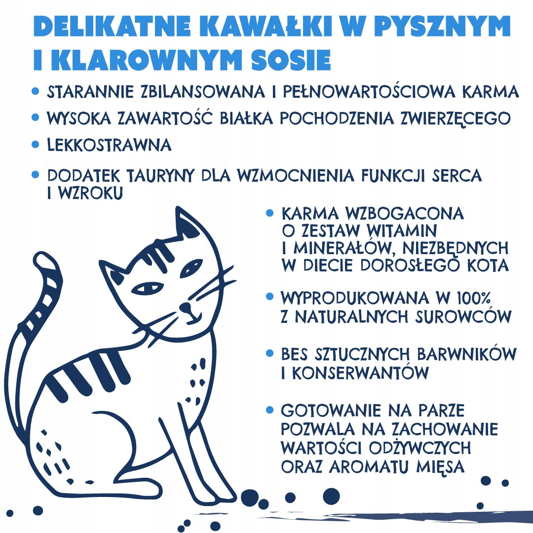 TEO karma mokra dla kota 30 x 415 g w puszkach – mix smaków drób, wołowina, ryba