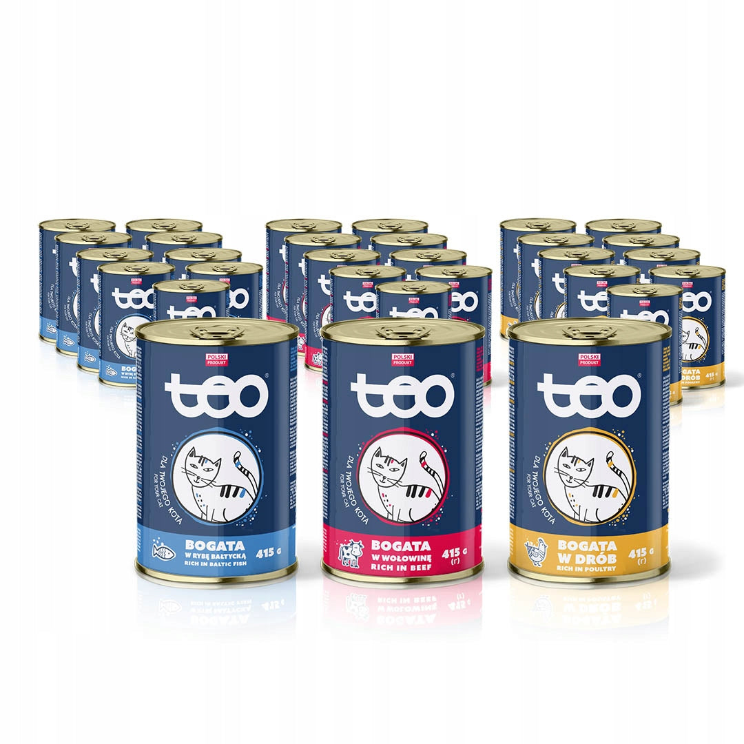 TEO karma mokra dla kota 30 x 415 g w puszkach – mix smaków drób, wołowina, ryba