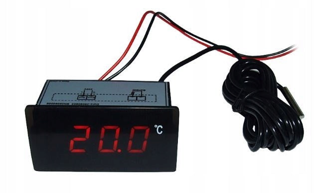 Ringder PT-6 termometr cyfrowy do akwarium z sondą 2 m, wyświetlacz LED 12V – czerwony