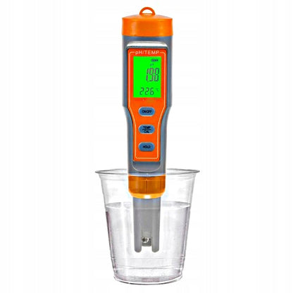Elektroniczny tester pH i temperatury wody z ATC do akwarium – wodoodporny, z buforami