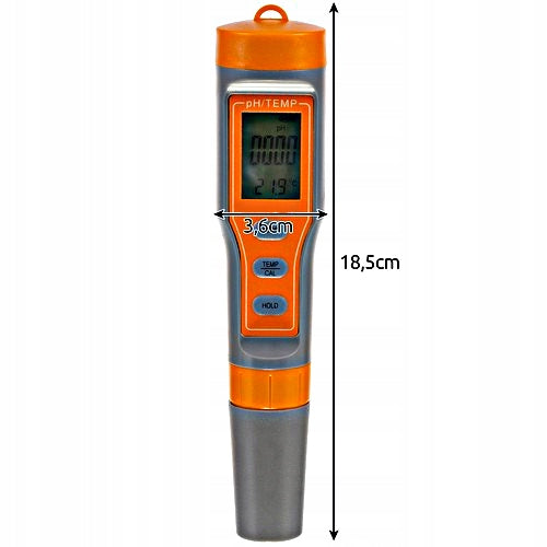 Elektroniczny tester pH i temperatury wody z ATC do akwarium – wodoodporny, z buforami