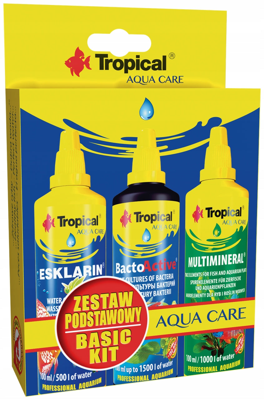 Tropical zestaw preparatów do akwarium 3x100 ml – Esklarin, Bacto-Active, Multimineral