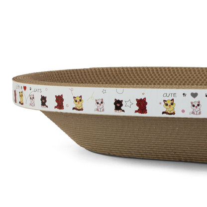 Royal Furry Drapak tekturowy dla kota owalny 55 x 40 x 9 cm – legowisko 2w1, rozmiar L