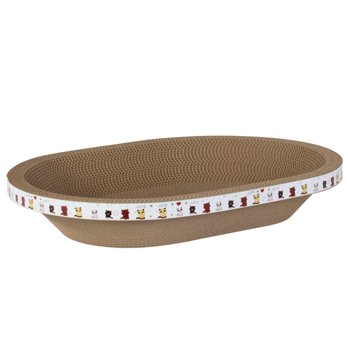 Royal Furry Drapak tekturowy dla kota owalny 55 x 40 x 9 cm – legowisko 2w1, rozmiar L