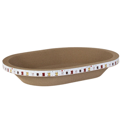 Royal Furry Drapak tekturowy dla kota owalny 55 x 40 x 9 cm – legowisko 2w1, rozmiar L