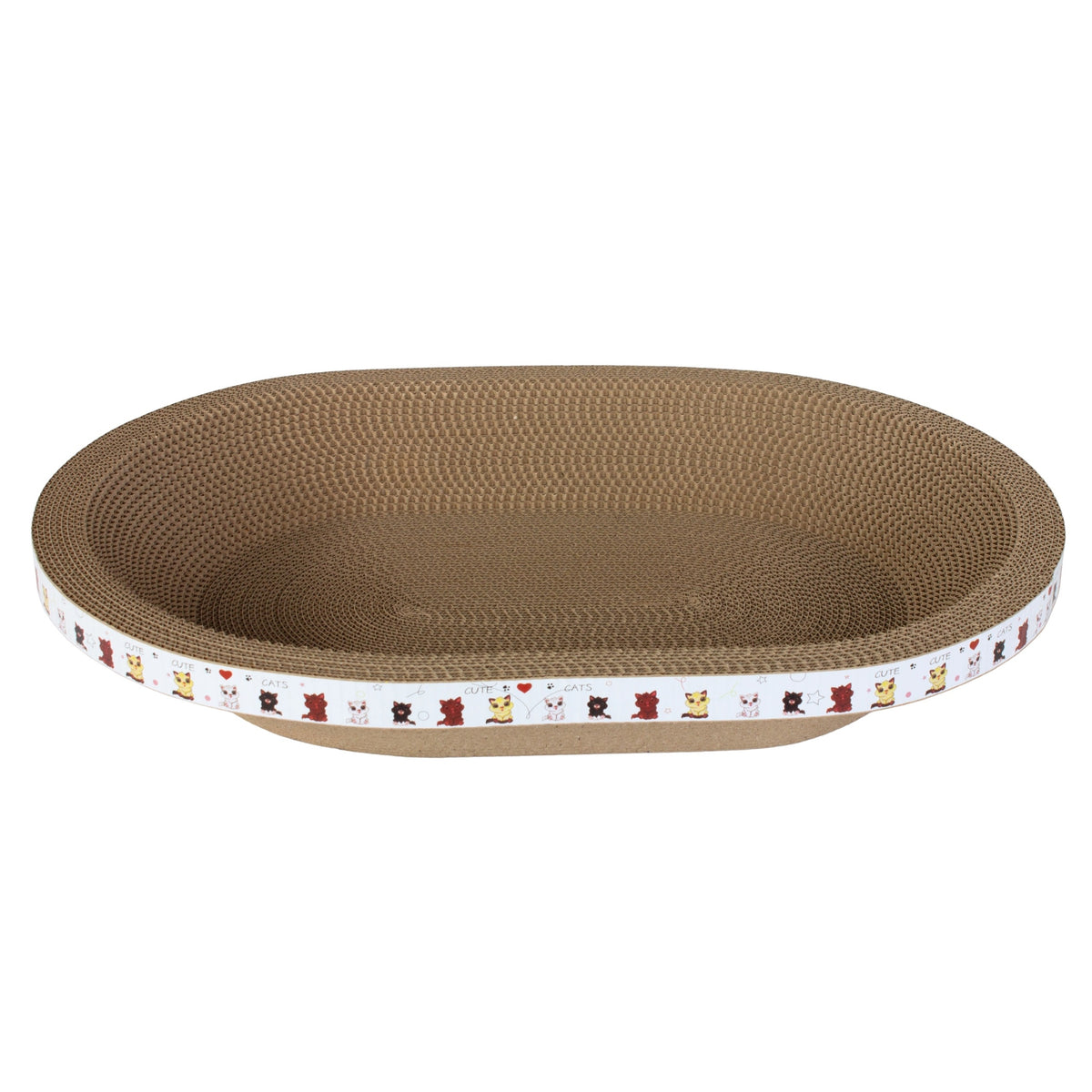 Royal Furry Drapak tekturowy dla kota owalny 55 x 40 x 9 cm – legowisko 2w1, rozmiar L