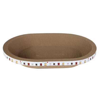 Royal Furry Drapak tekturowy dla kota owalny 55 x 40 x 9 cm – legowisko 2w1, rozmiar L