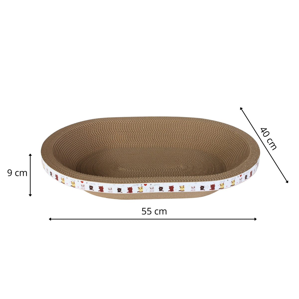 Royal Furry Drapak tekturowy dla kota owalny 55 x 40 x 9 cm – legowisko 2w1, rozmiar L