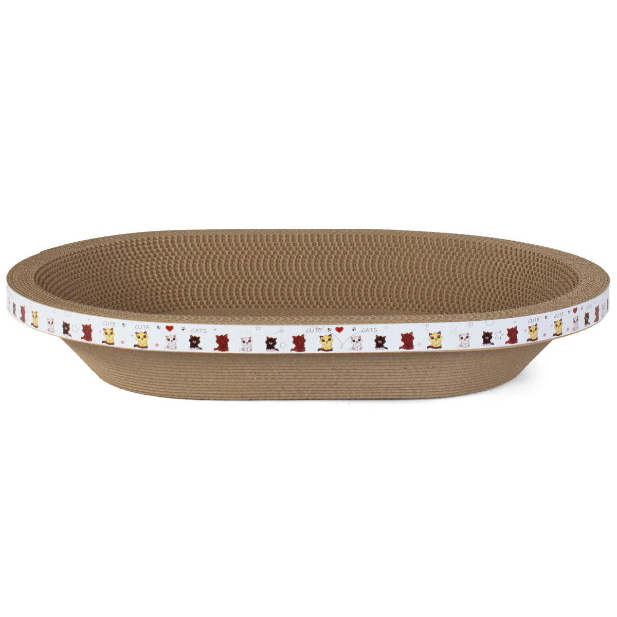 Royal Furry Drapak tekturowy dla kota owalny 55 x 40 x 9 cm – legowisko 2w1, rozmiar L