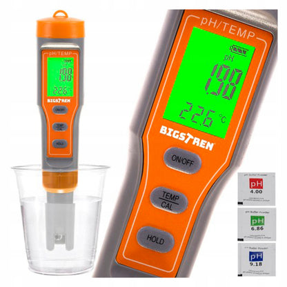 Bigstren elektroniczny tester pH wody z termometrem i funkcją ATC – wodoodporny, 23534