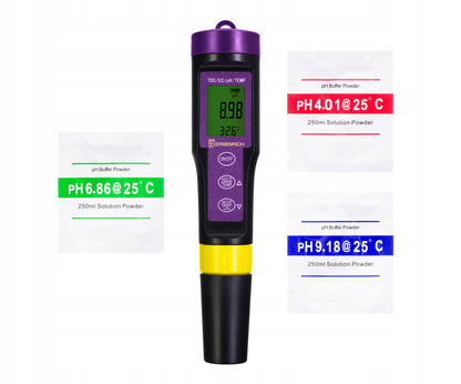 Tester jakości wody 4w1 QT20 – miernik pH, TDS, EC i temperatury z ekranem LCD, IP65