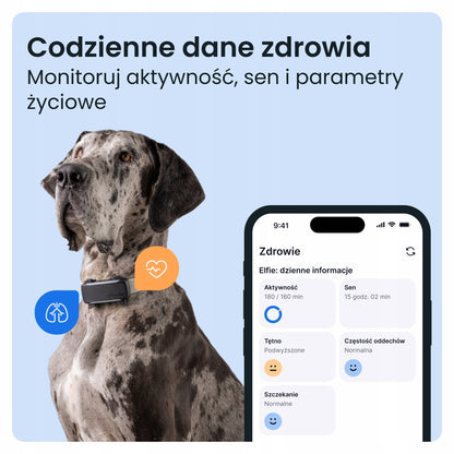 Tractive Lokalizator GPS dla psa DOG 6 XL z monitorowaniem zdrowia, powyżej 20 kg – czarny