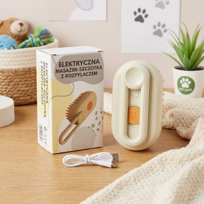 Szczotka parowa z plastiku 3w1 dla psa i kota do czesania i masażu miękka