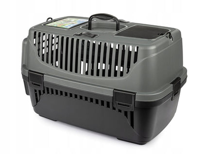 Happet Transporter dla kota i psa Molly M 36,5 × 55 × 33 cm do samochodu – szaro-czarny