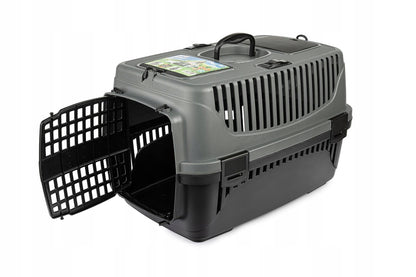 Happet Transporter dla kota i psa Molly M 36,5 × 55 × 33 cm do samochodu – szaro-czarny