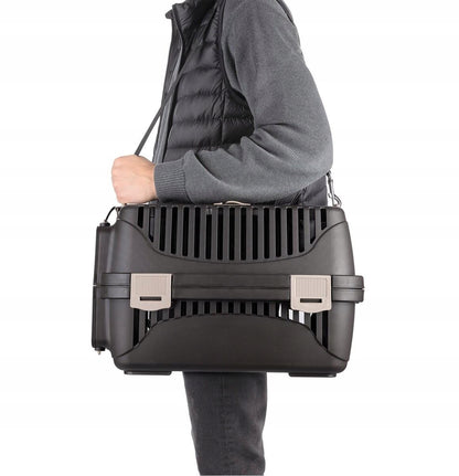 Happet Transporter dla kota i psa Molly M 36,5 × 55 × 33 cm do samochodu – szaro-czarny