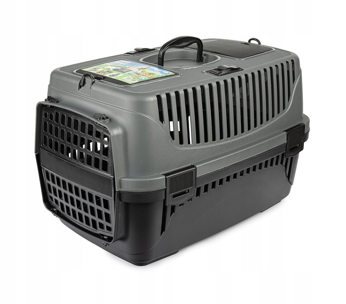 Happet Transporter dla kota i psa Molly M 36,5 × 55 × 33 cm do samochodu – szaro-czarny