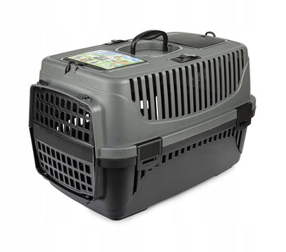 Happet Transporter dla kota i psa Molly M 36,5 × 55 × 33 cm do samochodu – szaro-czarny