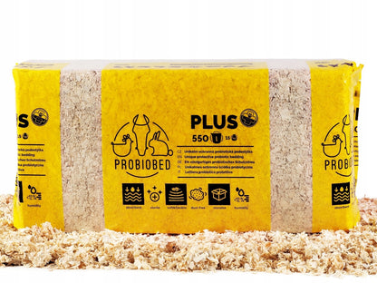ProBioBED Plus trociny odpylone 550 l, 15 kg – ściółka świerkowa z probiotykiem dla gryzoni i koni