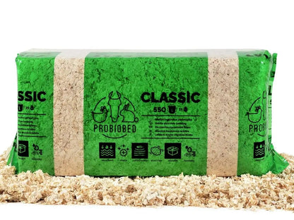ProBioBED Classic trociny odpylone 550 l 15 kg – ściółka ze świerku dla koni i gryzoni
