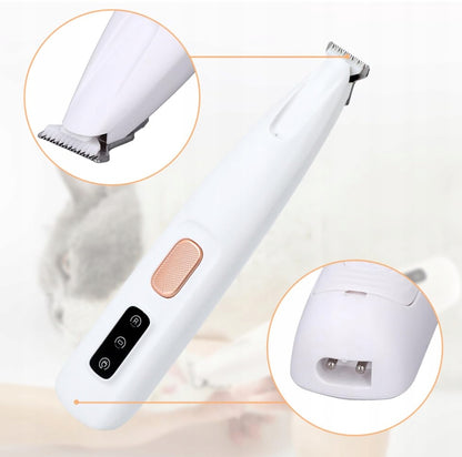 Trymer do łap psa i kota z oświetleniem LED, wodoodporny IPX7, cichy – na USB