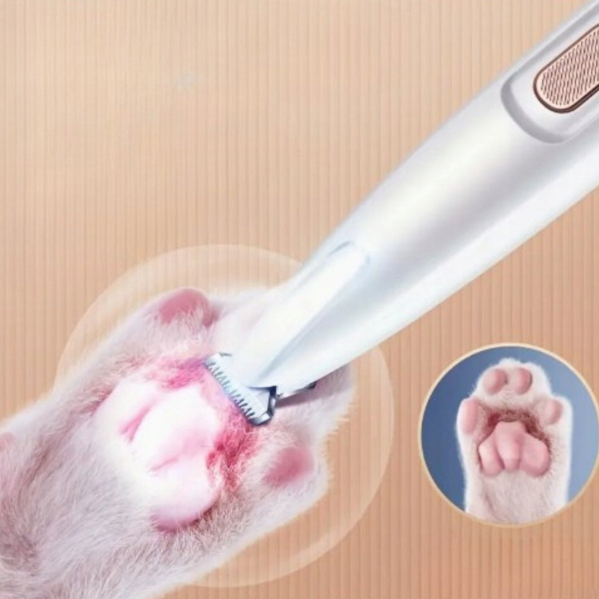 Trymer do łap psa bezprzewodowy z LED, wodoodporny IPX7, 5 W, 120 min pracy