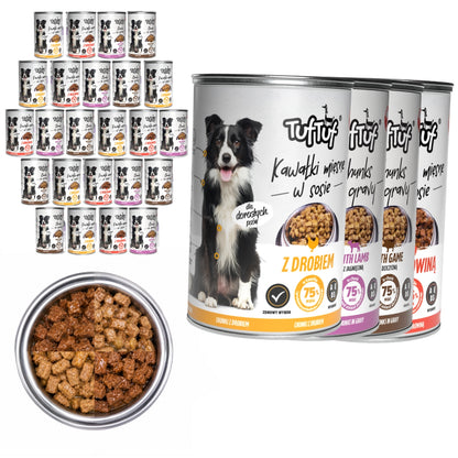 TufTuf mokra karma dla psa kawałki w sosie 24 x 415 g – dla dorosłych psów, mix smaków