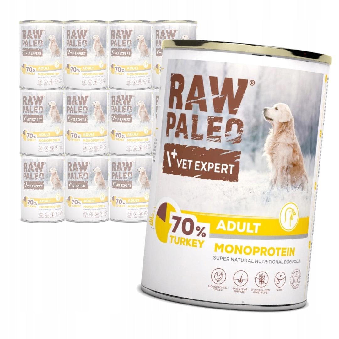 Vet Expert Raw Paleo Adult mokra karma dla psa monoproteinowa 12x400 g – indyk
