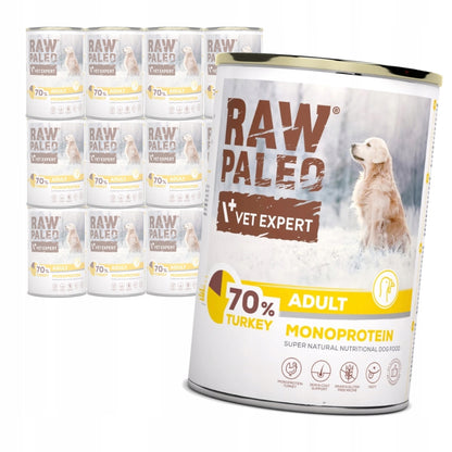 Vet Expert Raw Paleo Adult mokra karma dla psa monoproteinowa 12x400 g – indyk