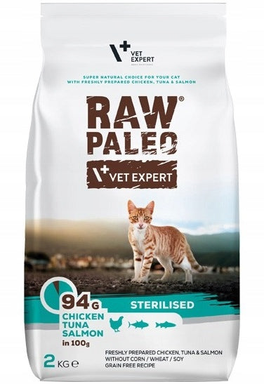 Raw Paleo Sterilised Cat sucha karma dla kotów sterylizowanych 2 kg – kurczak, tuńczyk, łosoś