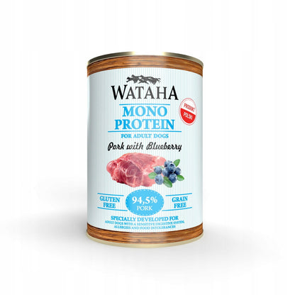 WATAHA Mono Protein Adult karma mokra dla psa 12 x 400 g, monobiałkowa, bez zbóż – mix smaków