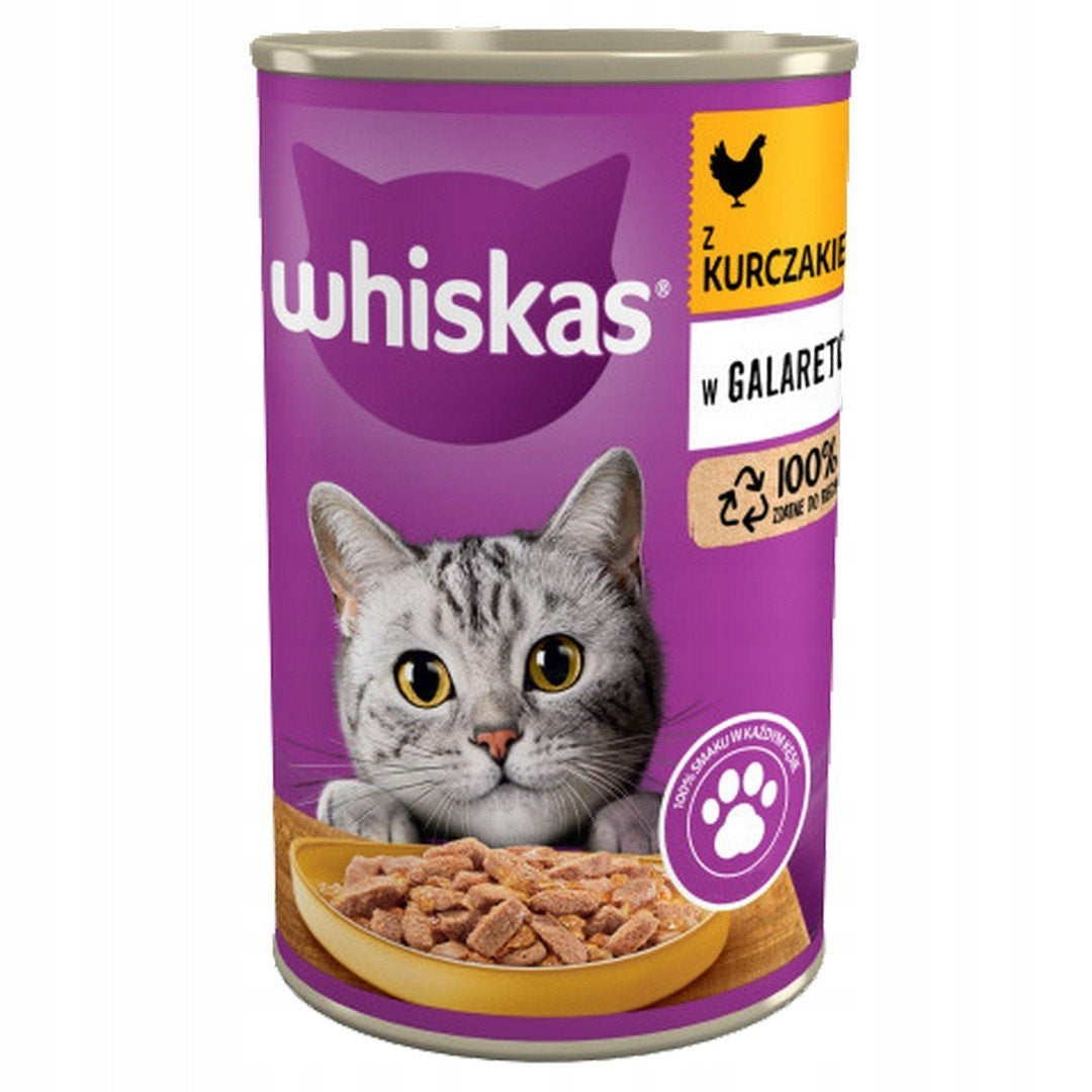 Whiskas mokra karma dla kota dorosłego z kurczakiem w galaretce 24x400 g – puszki