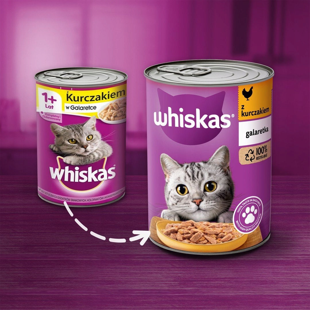 Whiskas mokra karma dla kota dorosłego z kurczakiem w galaretce 24x400 g – puszki