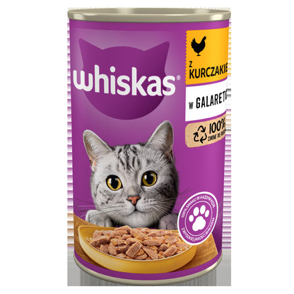 Whiskas mokra karma dla kota dorosłego z kurczakiem w galaretce 24x400 g – puszki