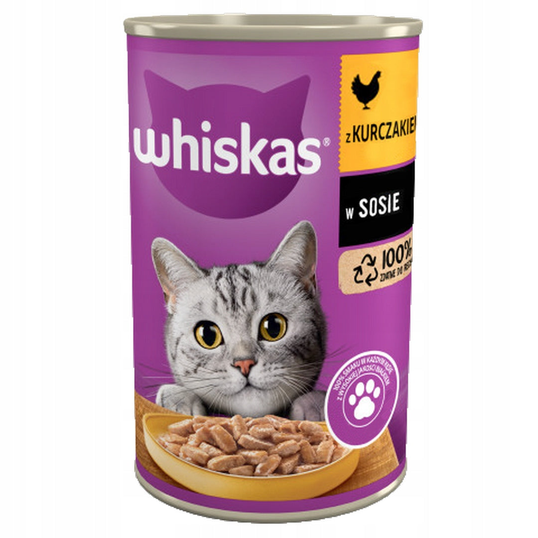 Whiskas mokra karma dla kota dorosłego z kurczakiem w sosie, puszka 10x400 g