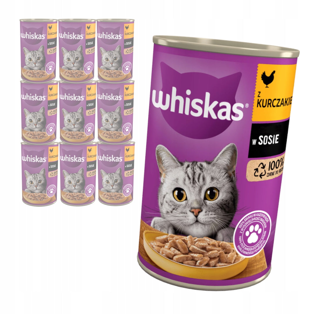 Whiskas mokra karma dla kota dorosłego z kurczakiem w sosie, puszka 10x400 g
