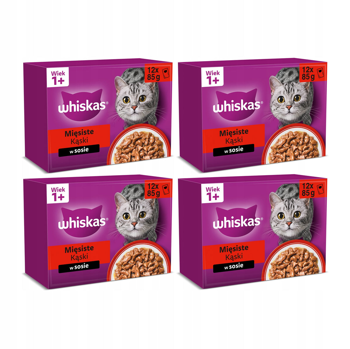 Whiskas Adult mokra karma dla kota w sosie 48 x 85 g – klasyczne posiłki, mix smaków