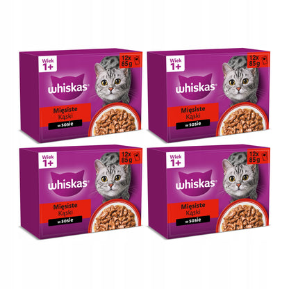 Whiskas Adult mokra karma dla kota w sosie 48 x 85 g – klasyczne posiłki, mix smaków