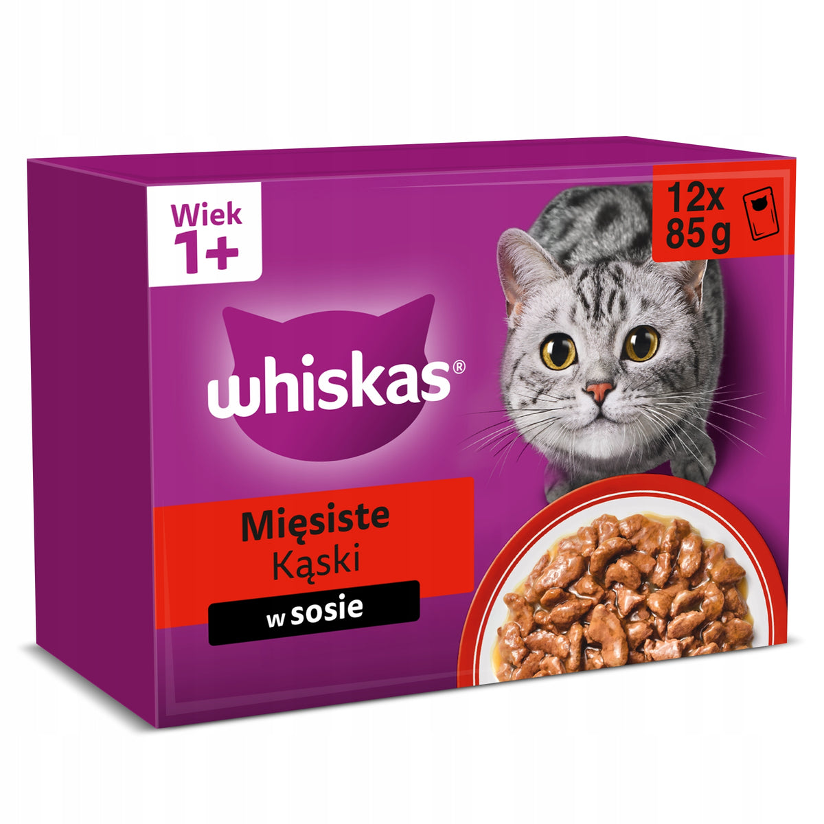 Whiskas Adult mokra karma dla kota w sosie 48 x 85 g – klasyczne posiłki, mix smaków