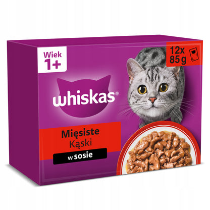 Whiskas Adult mokra karma dla kota w sosie 48 x 85 g – klasyczne posiłki, mix smaków